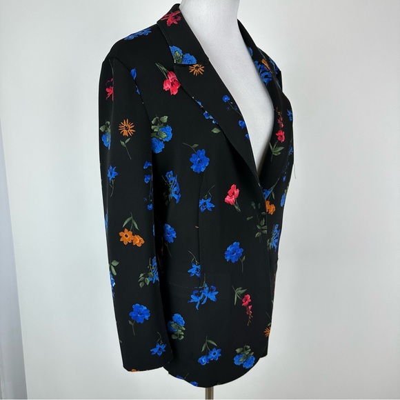 T Tahari Black Floral Snap Front Blazer Size 8 - Picture 4 of 8